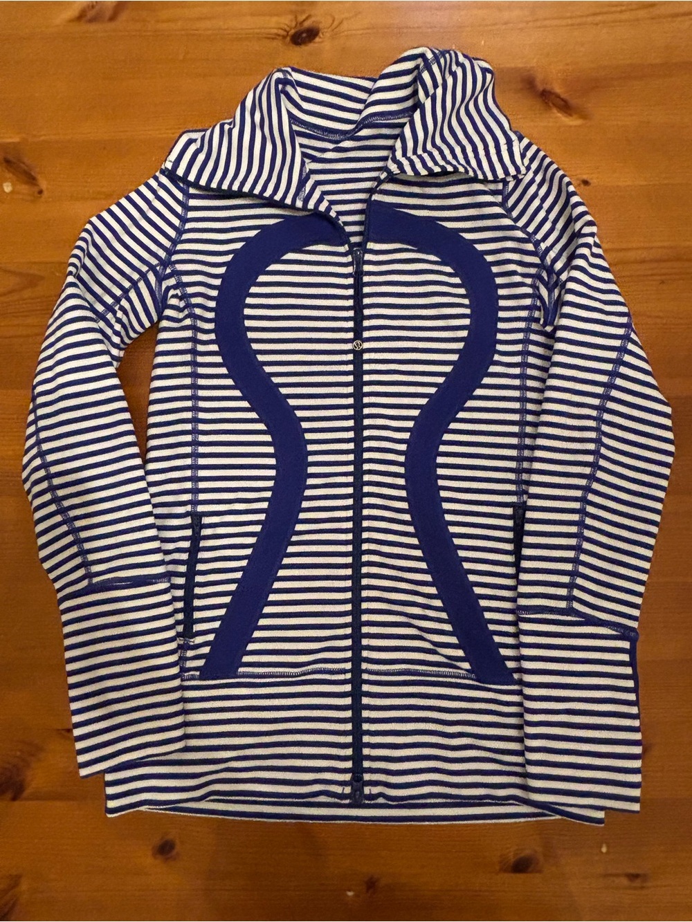 Retro Lululemon Striped Blue & White Zip-Up Jacket